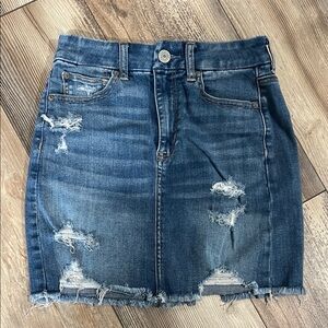 American Eagle Outfitters Denim Distressed Mini Skirt super stretch high waisted